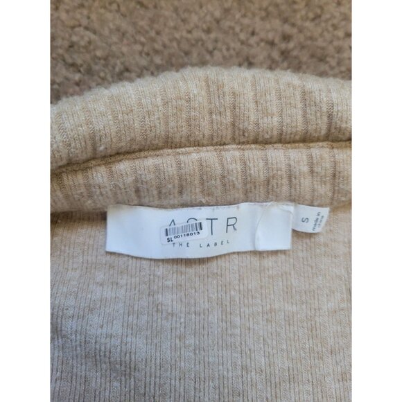 Astr Bransbury Knit Dress - Tan Ribbed Buttoned Long Sleeve Dress Size S Wedding - Picture 10 of 14